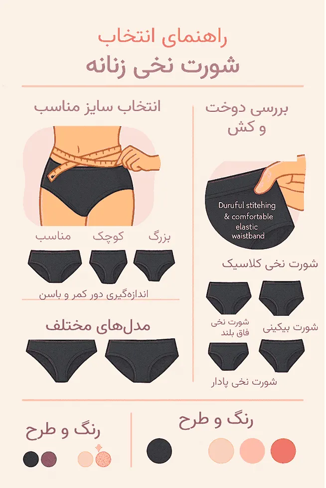 اینفوگرافی راهنمای شورت نخی زنانه