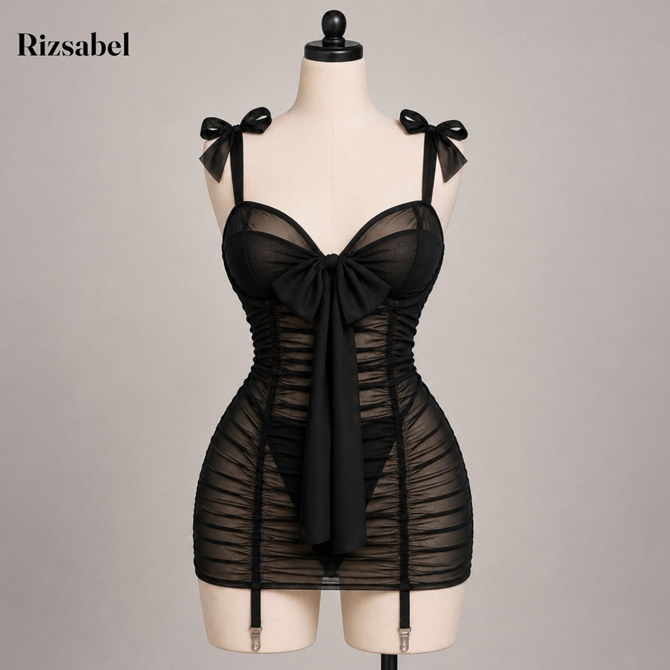 لباس خواب پیراهنی اندامی ولورا مشکی