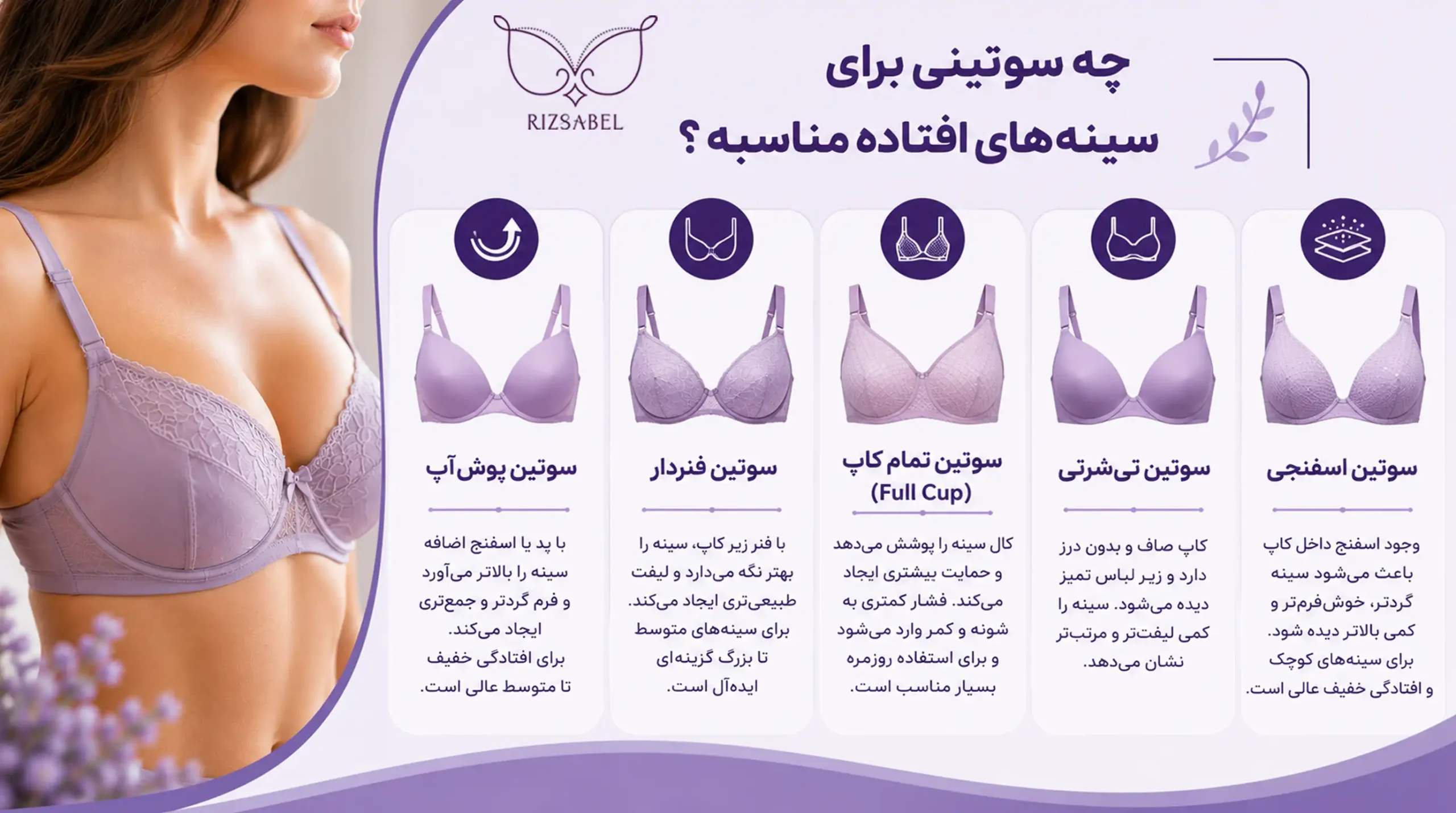سوتین مناسب برای سینه های افتاده
