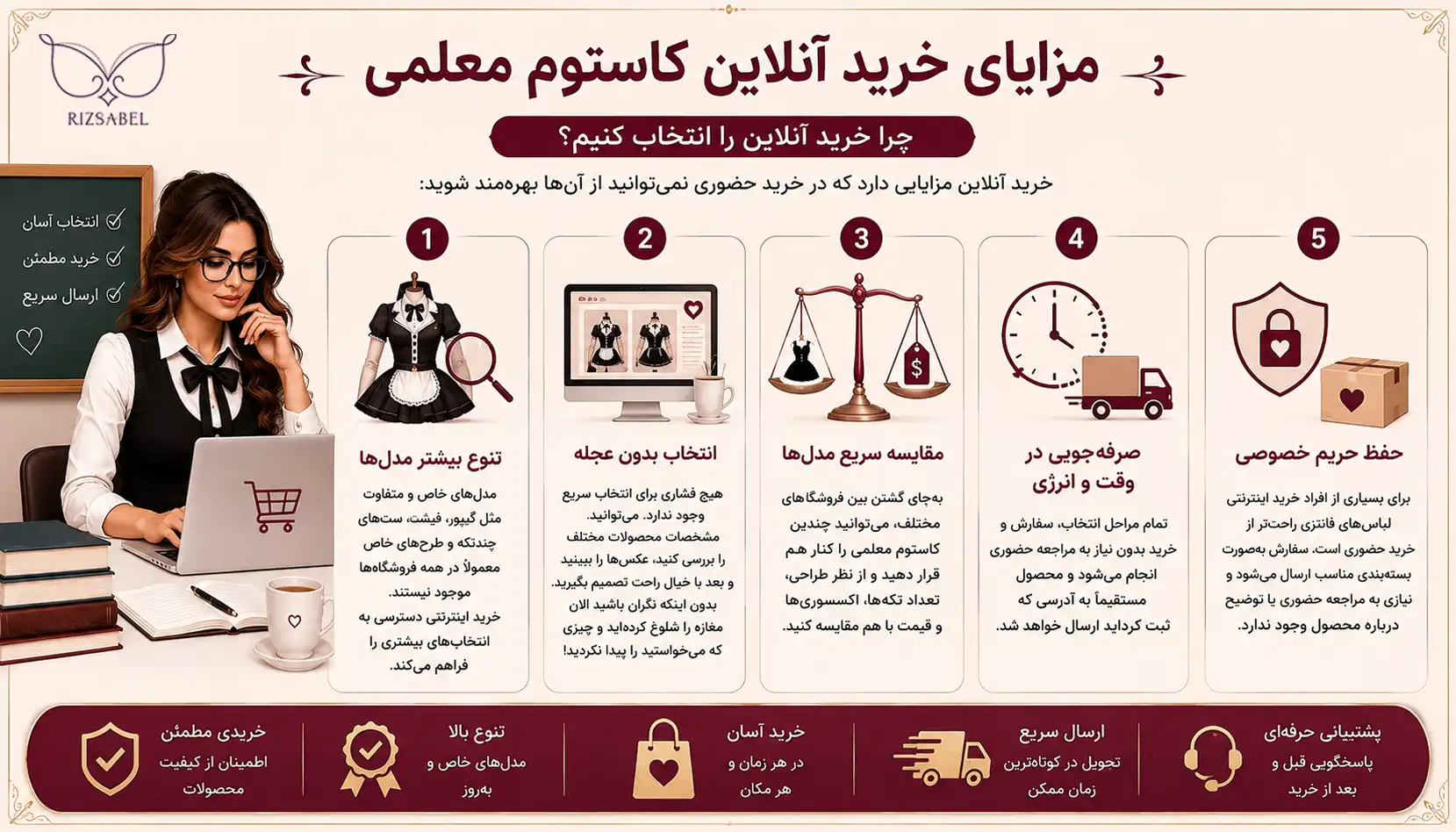 مزایای خرید اینترنتی کاستوم دانش اموزی