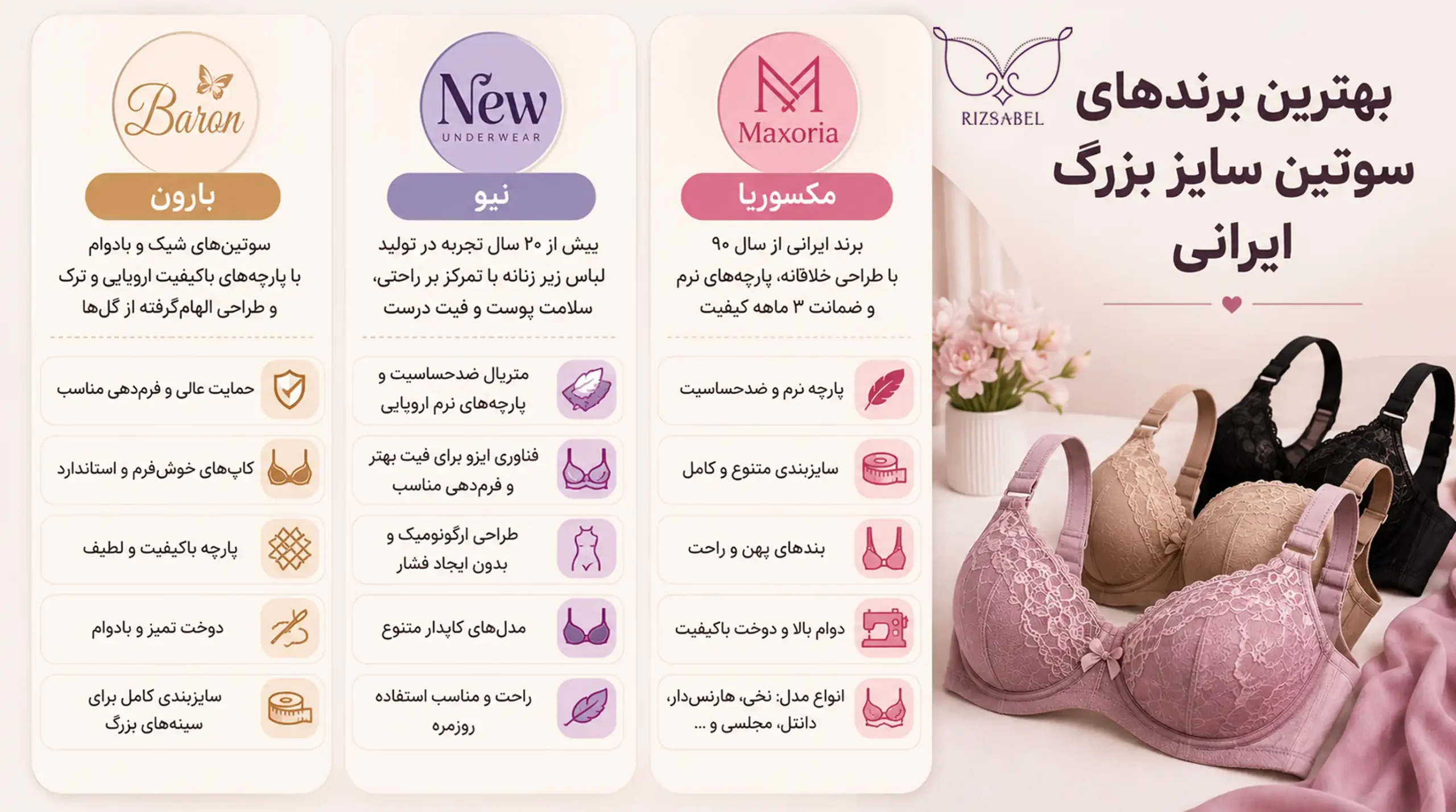 بهترین مارک ایرانی سوتین سایز بزرگ