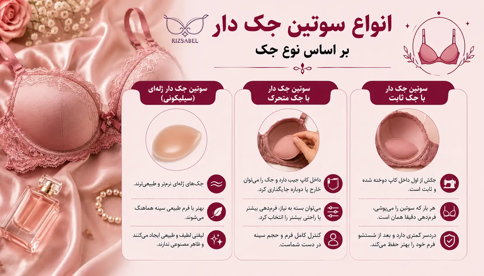انواع سوتین جک دار بر اساس نوع جک