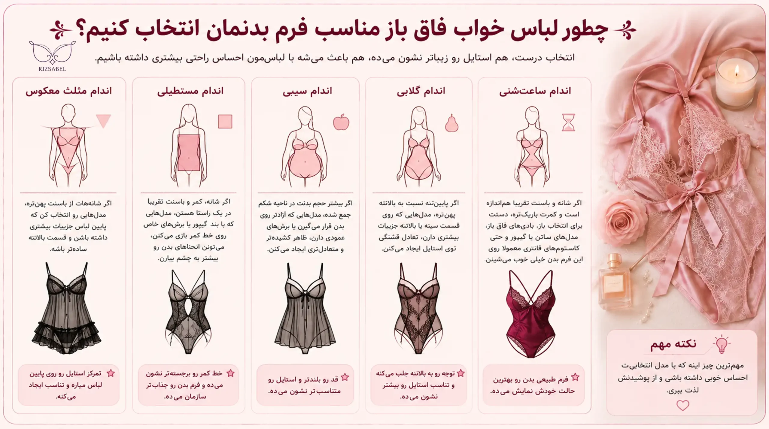 انتخاب لباس خواب فانتزی فاق باز براساس فرم بدن