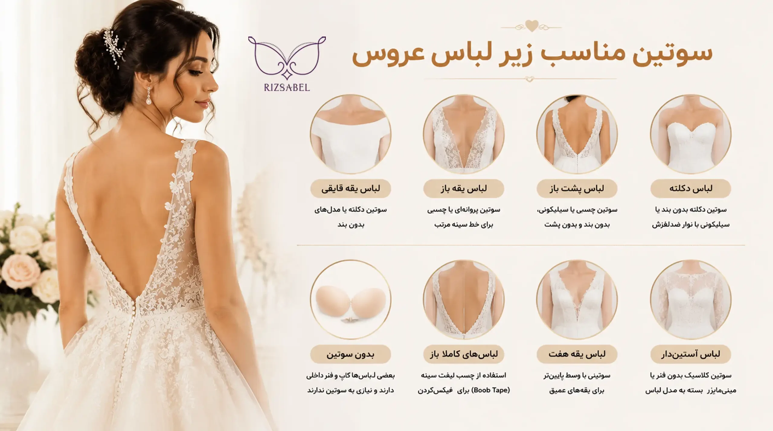 لباس زیر مناسب برای زیر هر مدل یقه لباس عروس