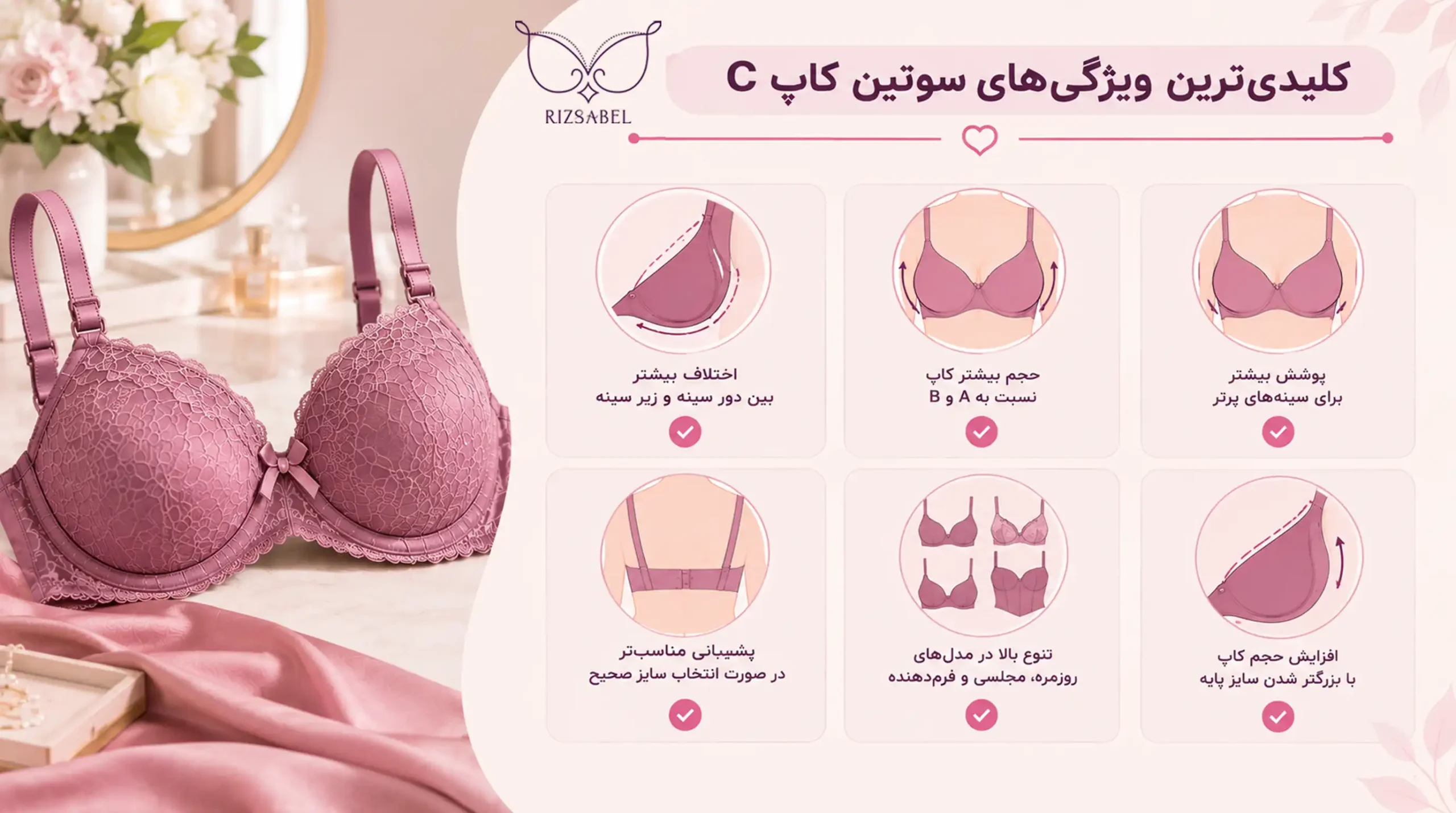 کلیدیترین ویژگیهای سوتین کاپ C