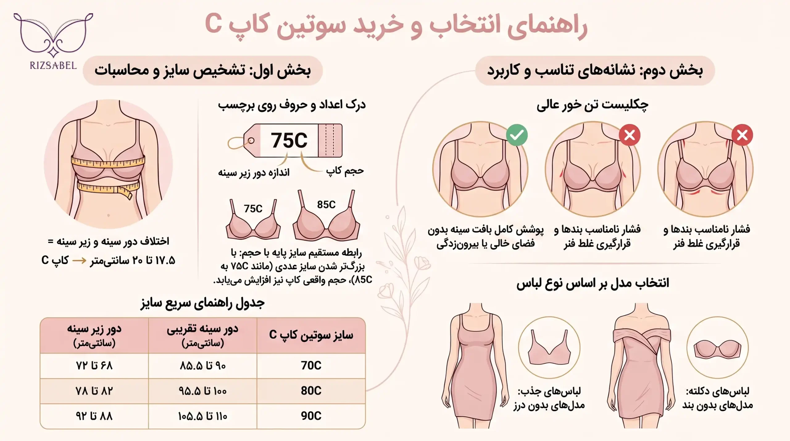اینفوگرافیک سوتین کاپ C